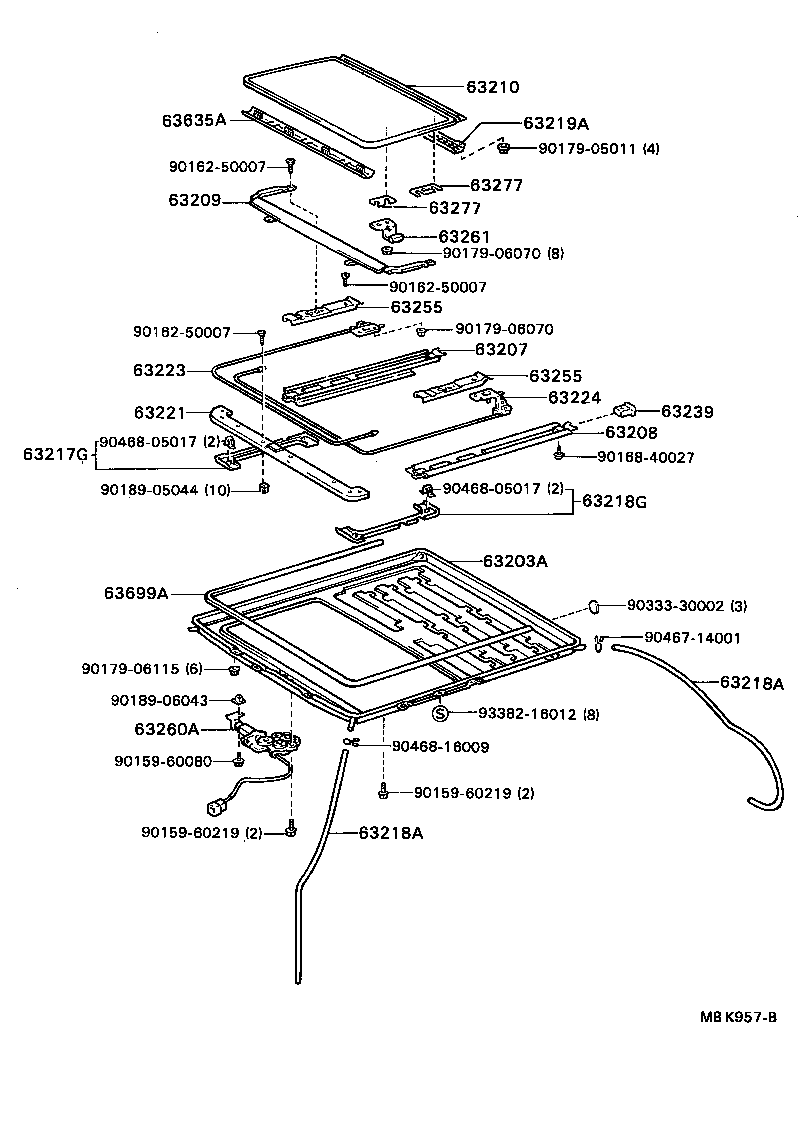 CAMRY VISTA |  ROOF PANEL BACK WINDOW GLASS