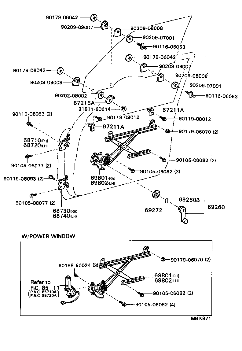  CAMRY VISTA |  FRONT DOOR WINDOW REGULATOR HINGE