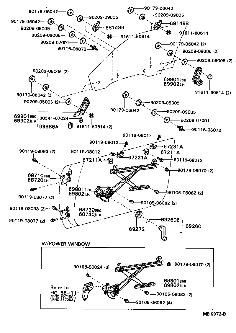  CAMRY VISTA |  FRONT DOOR WINDOW REGULATOR HINGE