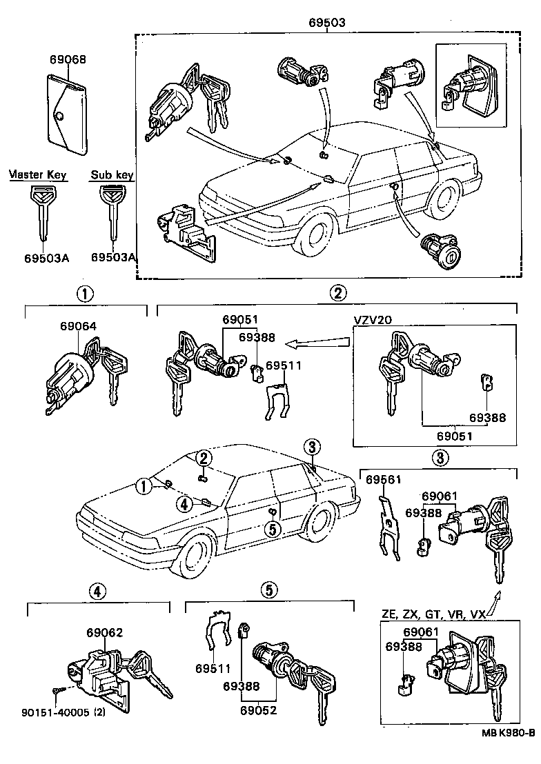  CAMRY VISTA |  LOCK CYLINDER SET