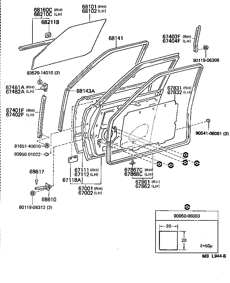  LAND CRUISER VAN |  FRONT DOOR PANEL GLASS