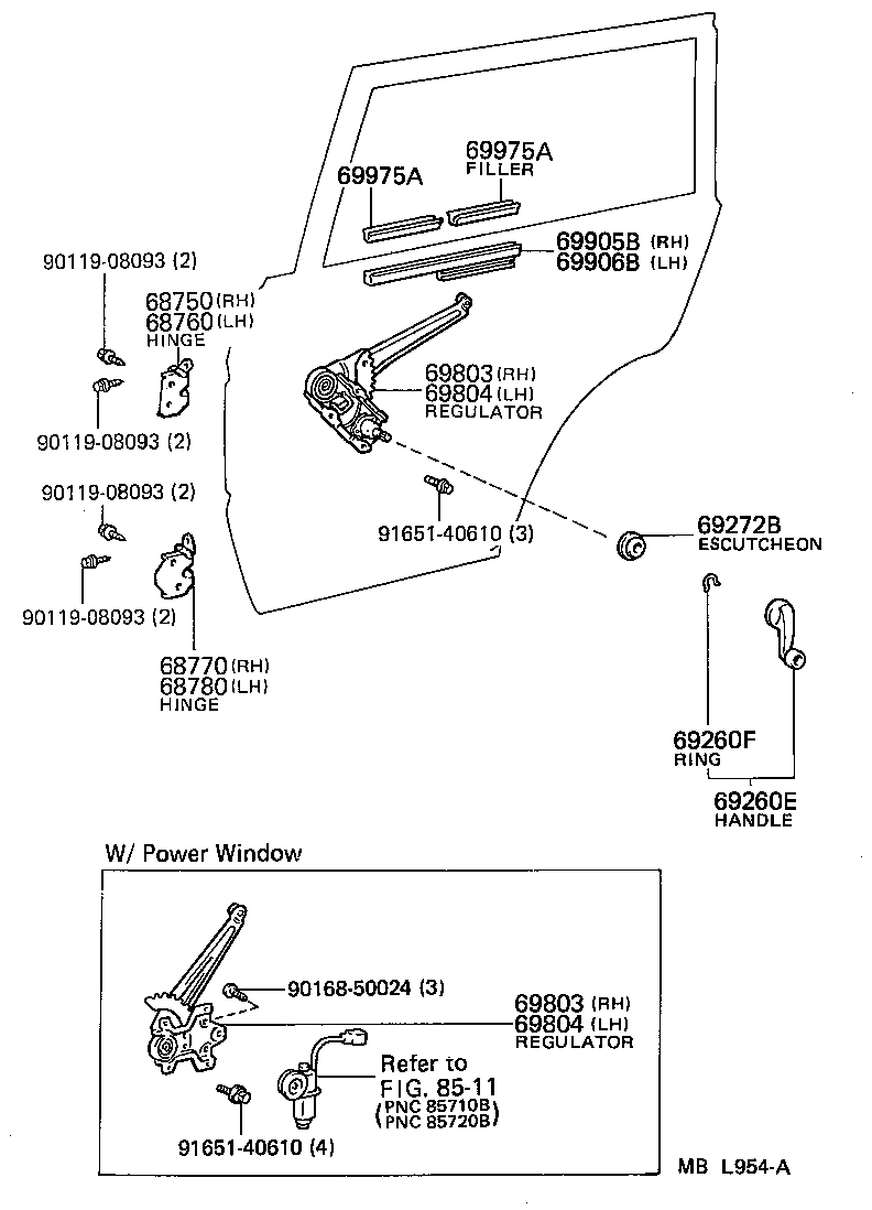  LAND CRUISER VAN |  REAR DOOR WINDOW REGULATOR HINGE