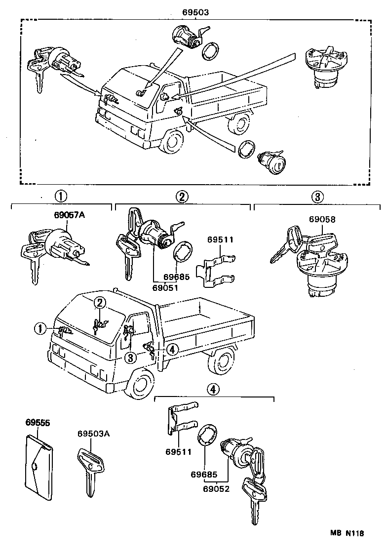  TOYOACE DYNA |  LOCK CYLINDER SET