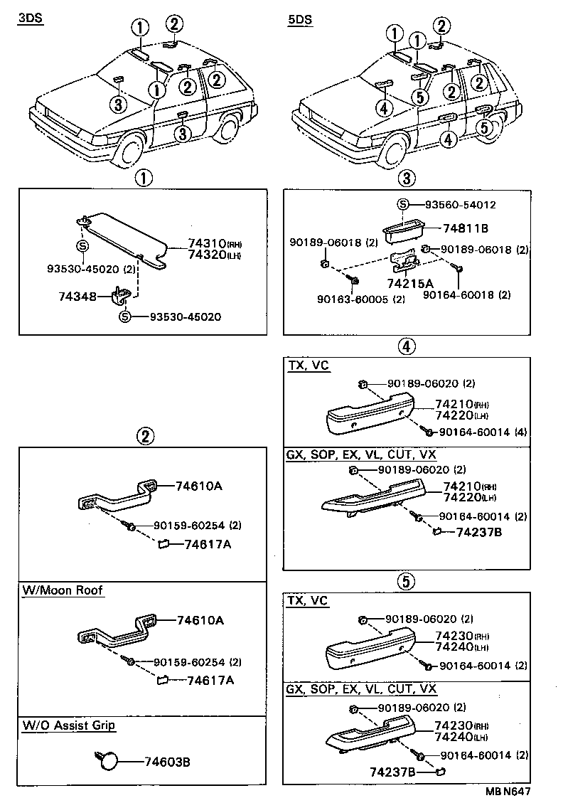  CORSA TERCEL |  ARMREST VISOR