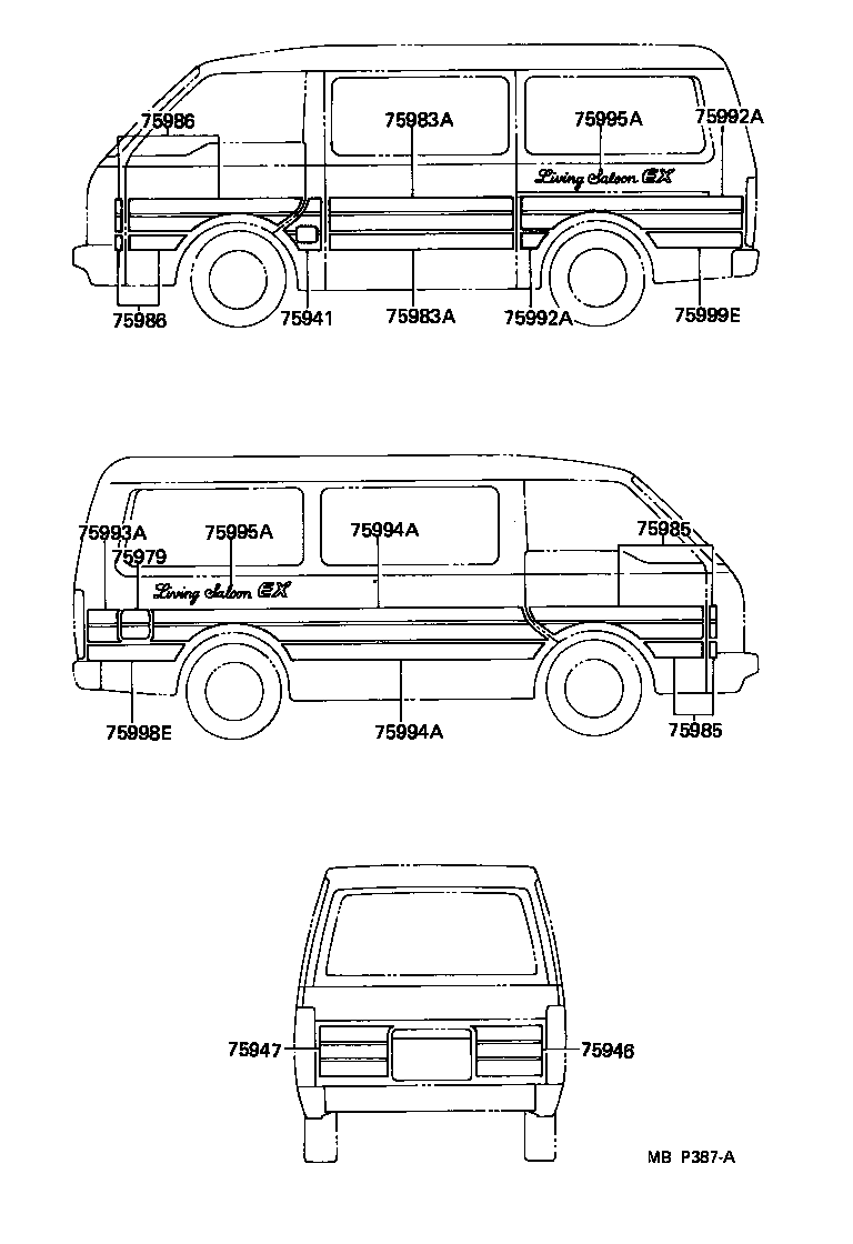  HIACE VAN WAGON |  BODY STRIPE