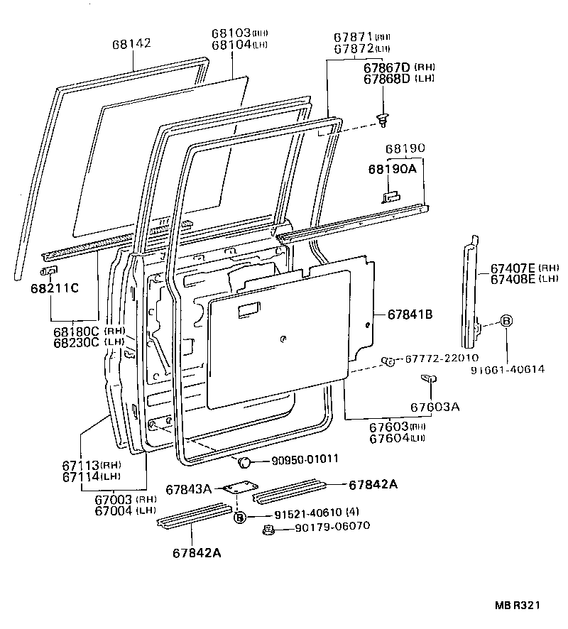  DYNA TOYOACE |  REAR DOOR PANEL GLASS