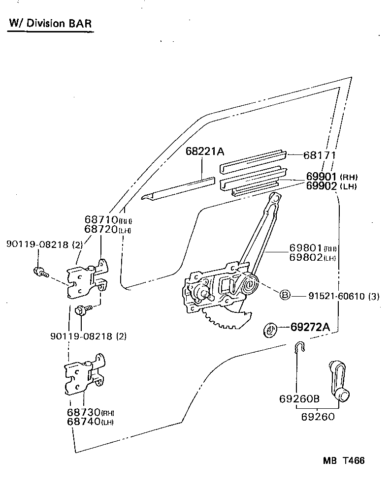  TOYOACE DYNA |  FRONT DOOR WINDOW REGULATOR HINGE