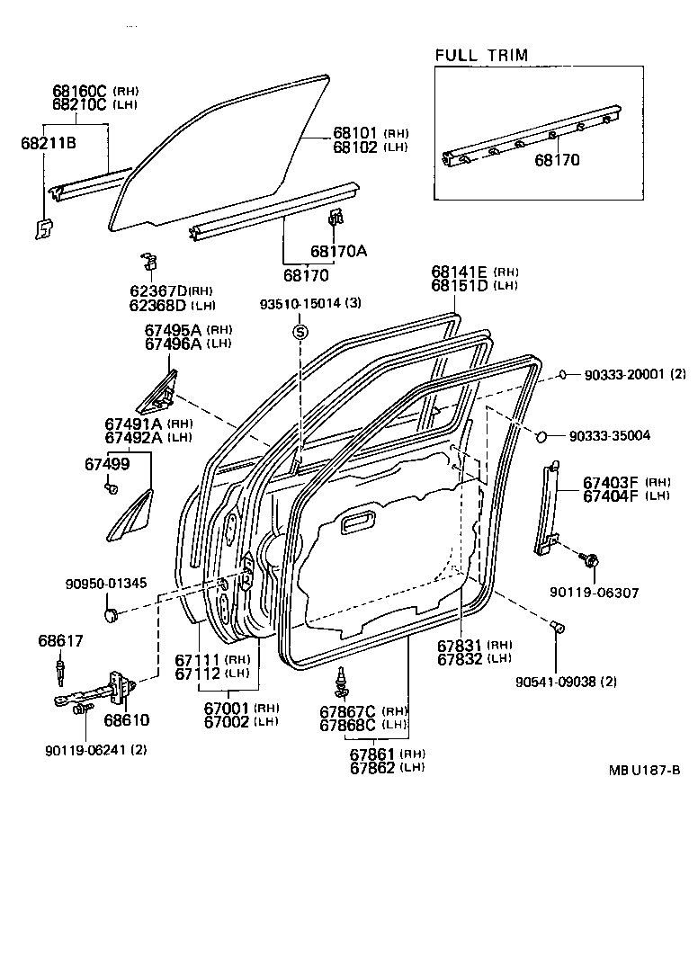  LAND CRUISER VAN |  FRONT DOOR PANEL GLASS