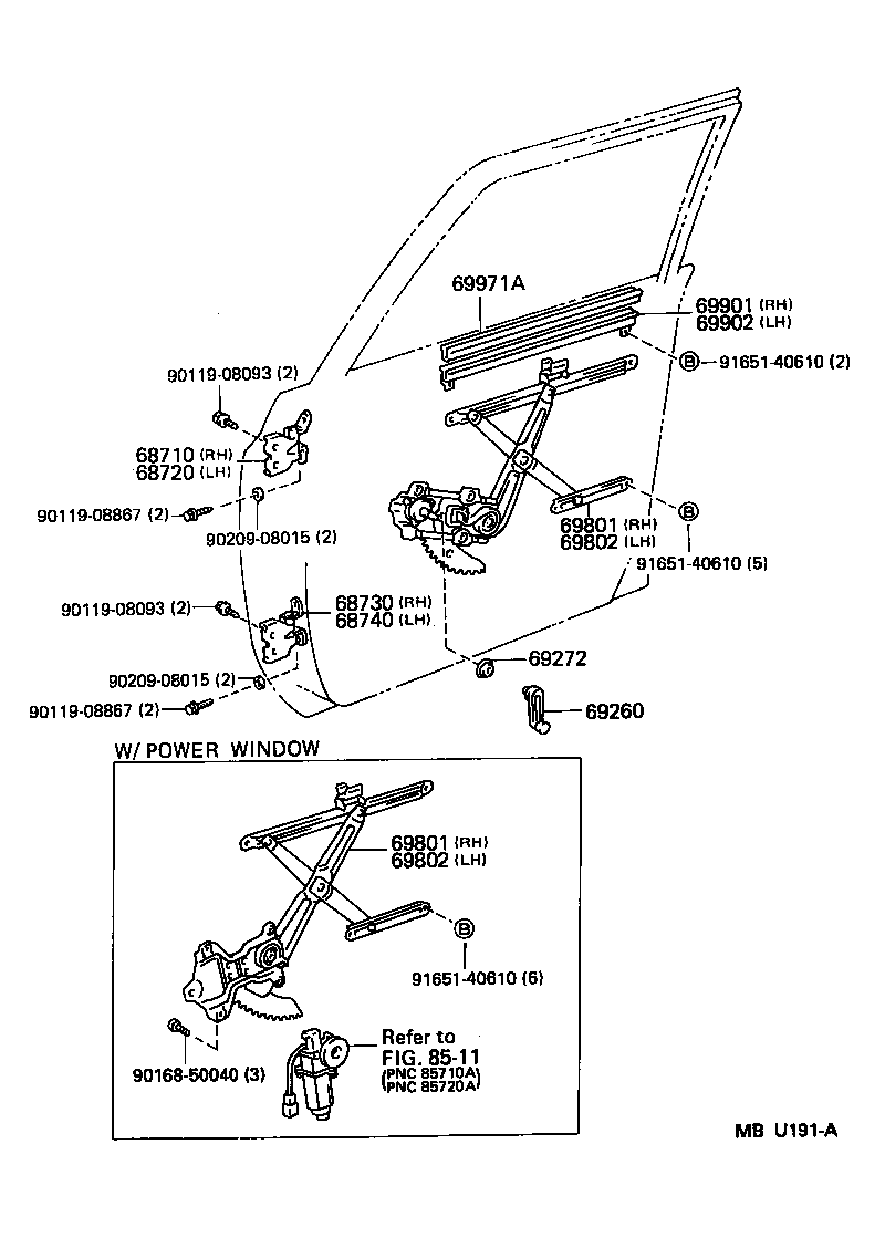  LAND CRUISER VAN |  FRONT DOOR WINDOW REGULATOR HINGE