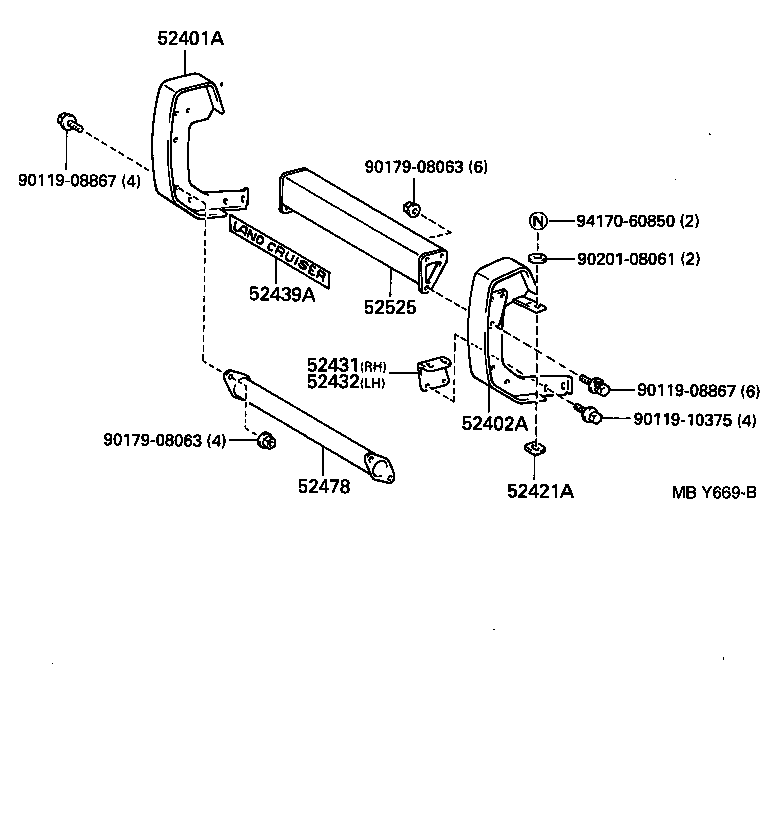  LAND CRUISER VAN |  FRONT BUMPER BUMPER STAY