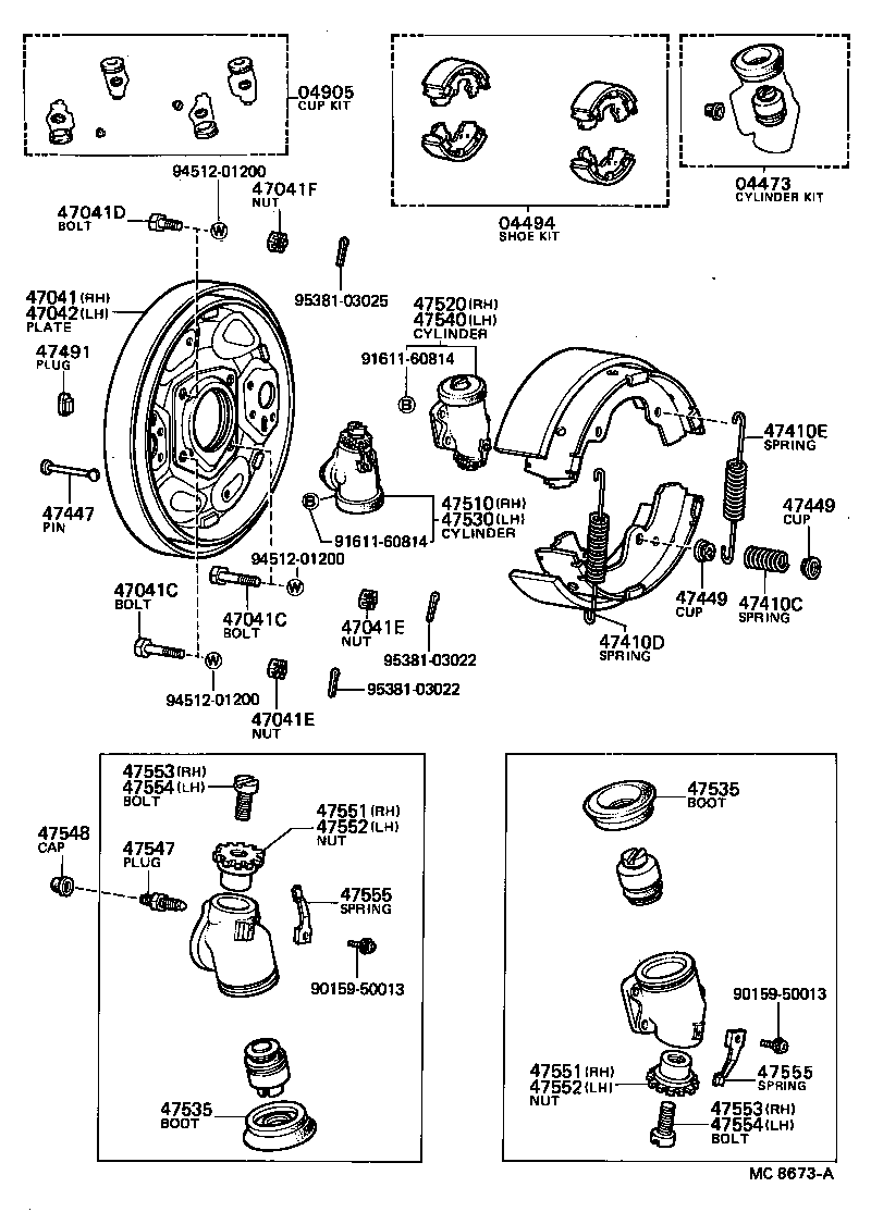  HILUX |  FRONT DRUM BRAKE WHEEL CYLINDER BACKING PLATE