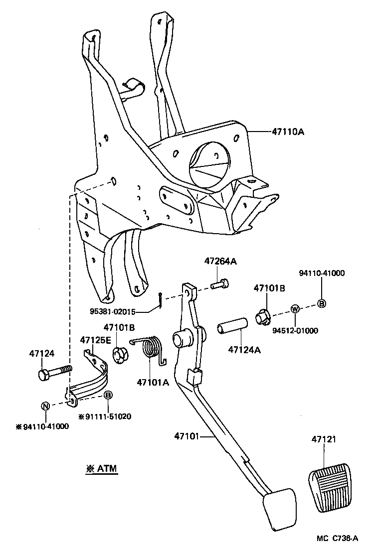  LITEACE VAN WAGON |  BRAKE PEDAL BRACKET