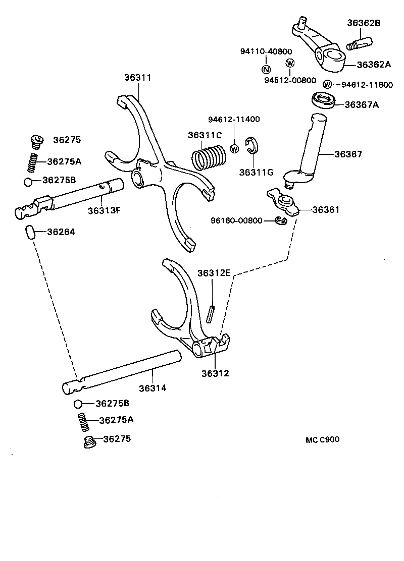  LITEACE VAN WAGON |  TRANSFER LEVER SHIFT ROD
