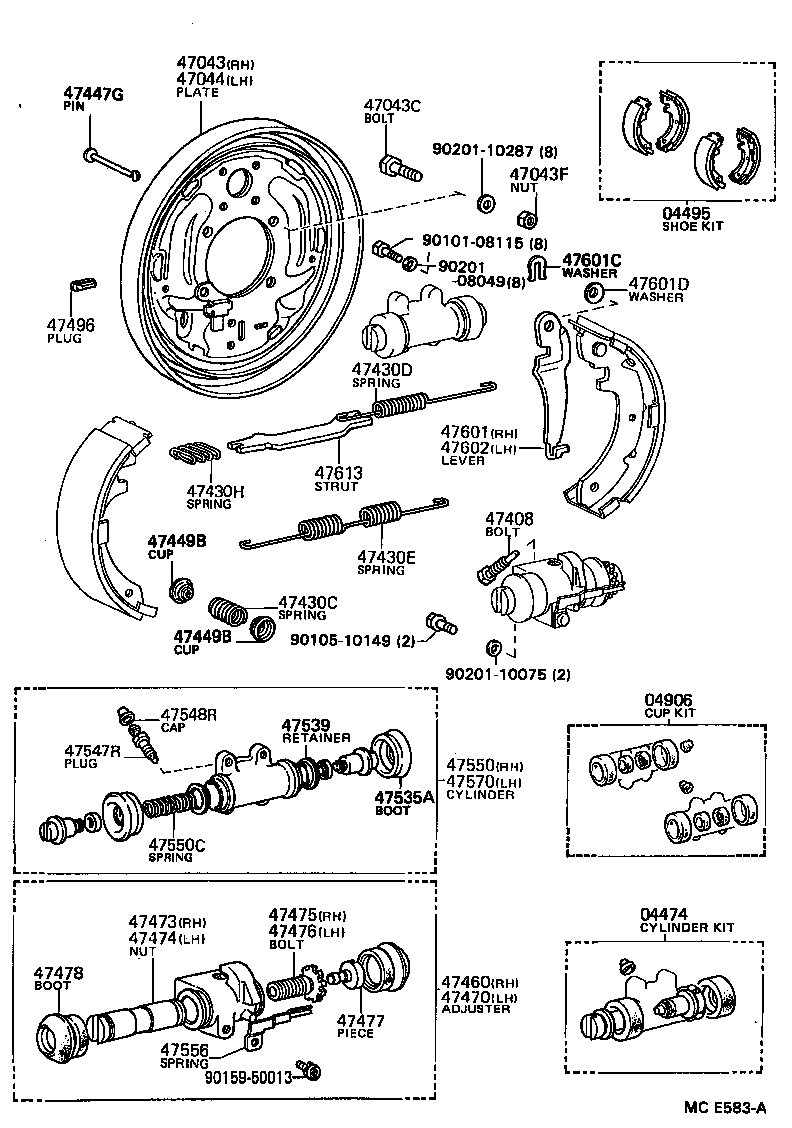  TOYOACE DYNA |  REAR DRUM BRAKE WHEEL CYLINDER BACKING PLATE