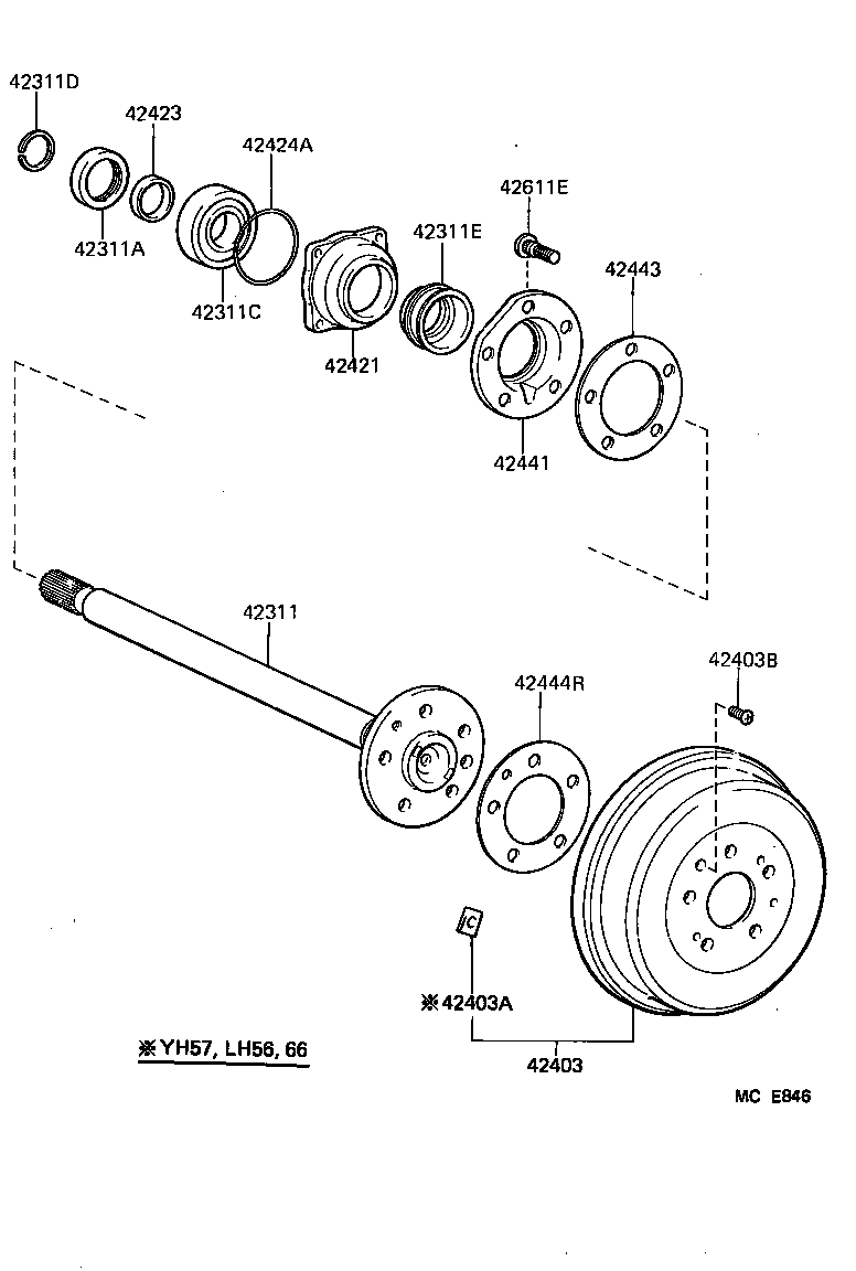  HIACE VAN WAGON |  REAR AXLE SHAFT HUB