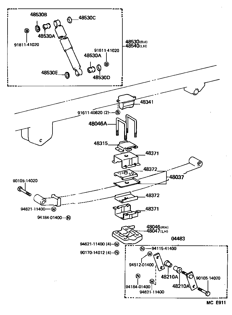  HIACE VAN WAGON |  REAR SPRING SHOCK ABSORBER