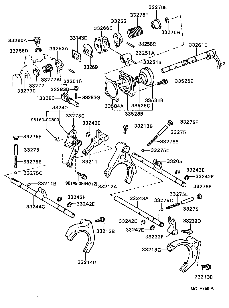  CAMRY VISTA |  GEAR SHIFT FORK LEVER SHAFT MTM