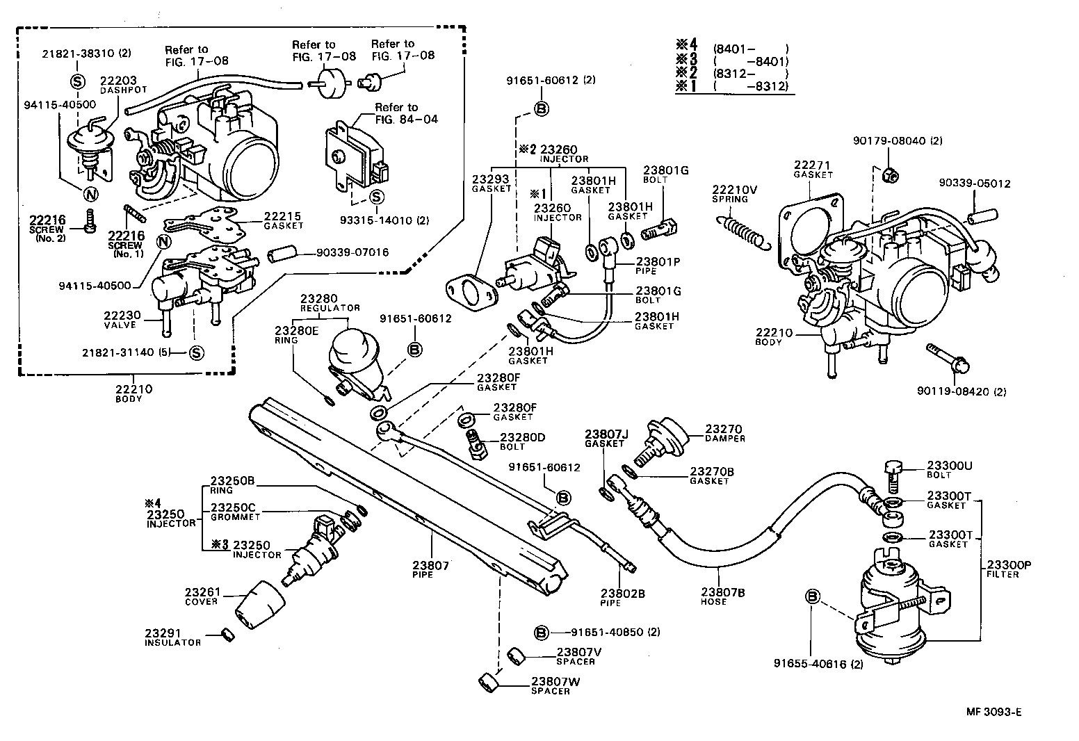 TOYOTA COROLLAAE82EHMXE TOOLENGINEFUEL FUEL INJECTION SYSTEM