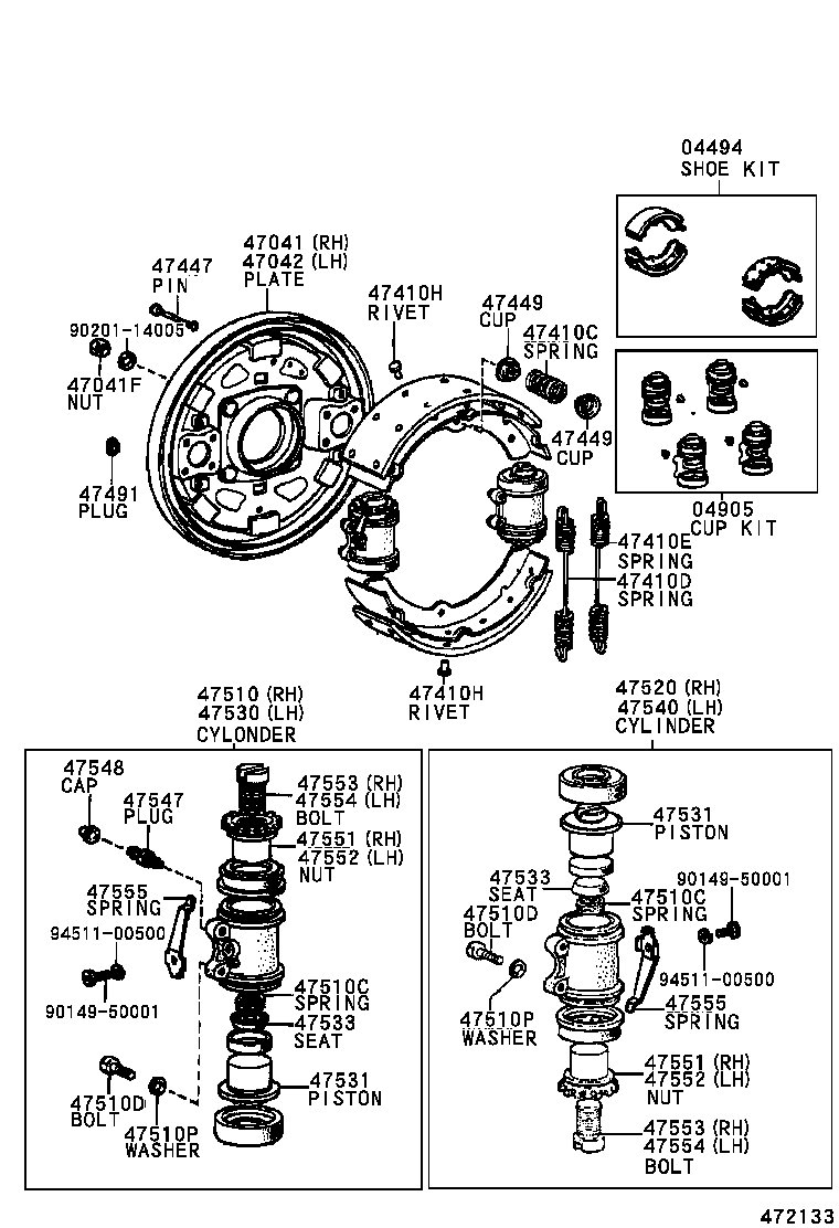  DYNA TOYOACE |  FRONT DRUM BRAKE WHEEL CYLINDER BACKING PLATE