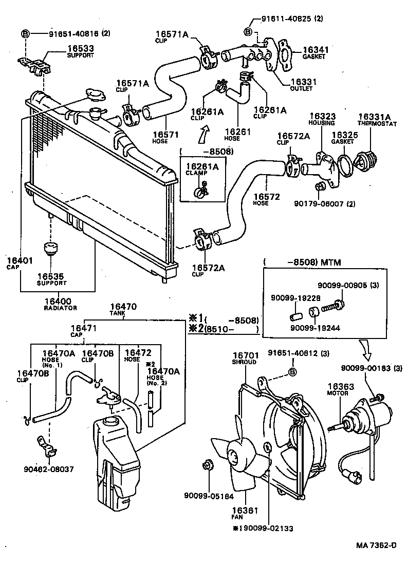  CARINA FF |  RADIATOR WATER OUTLET