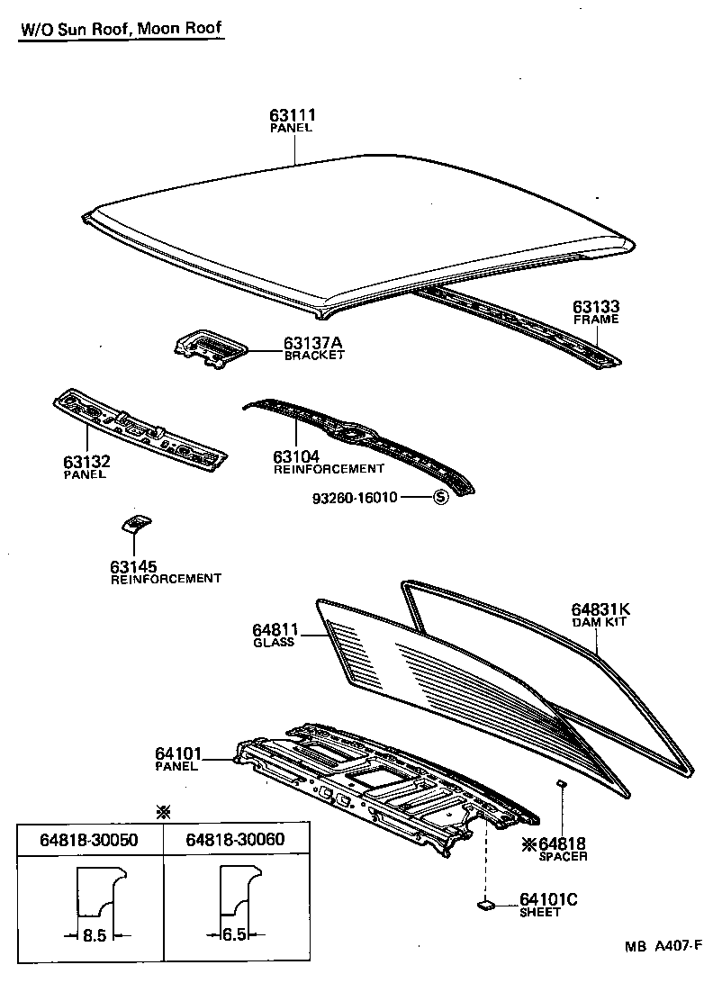  CROWN |  ROOF PANEL BACK WINDOW GLASS