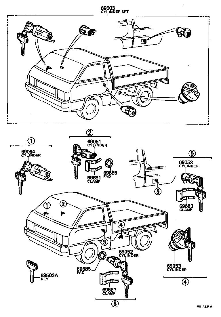  LITE TOWNACE TRUCK |  LOCK CYLINDER SET