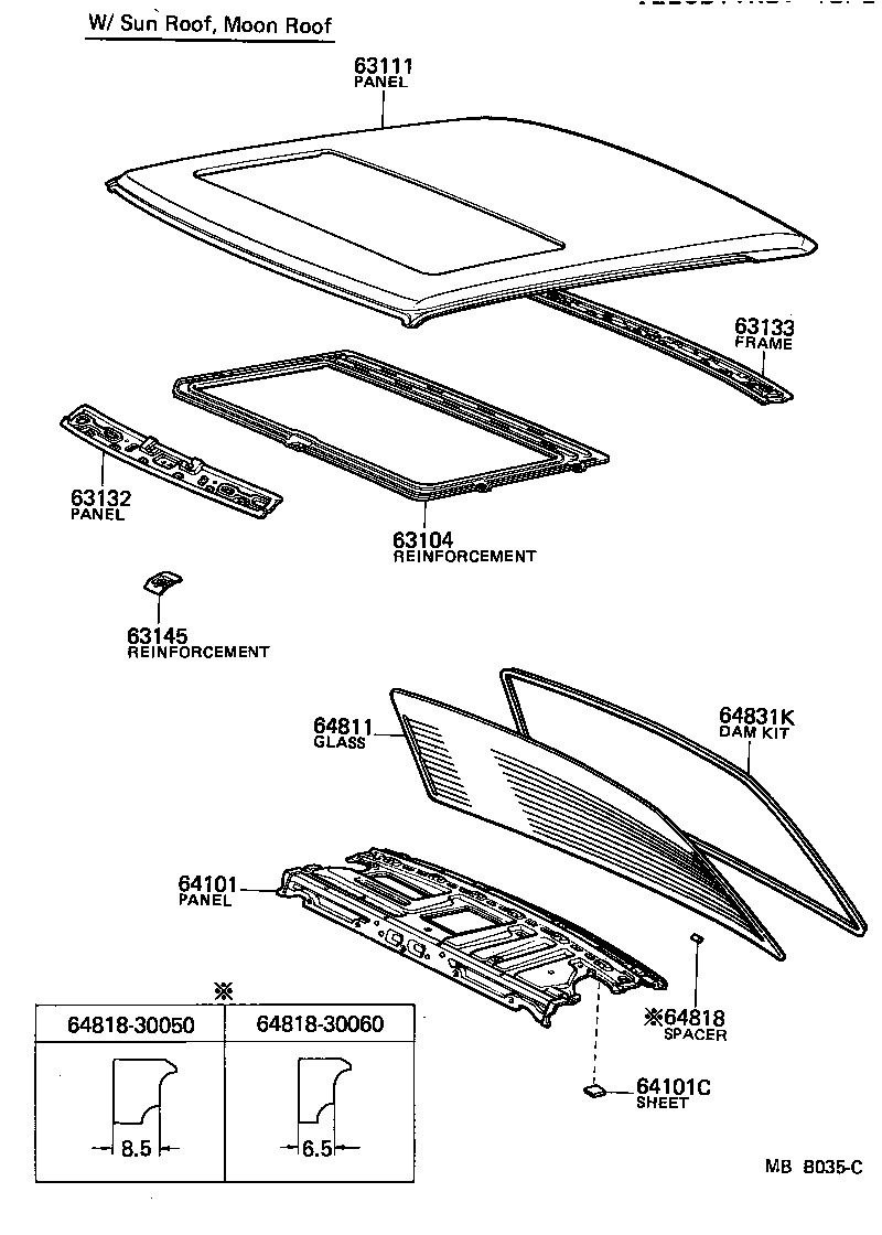  CROWN |  ROOF PANEL BACK WINDOW GLASS