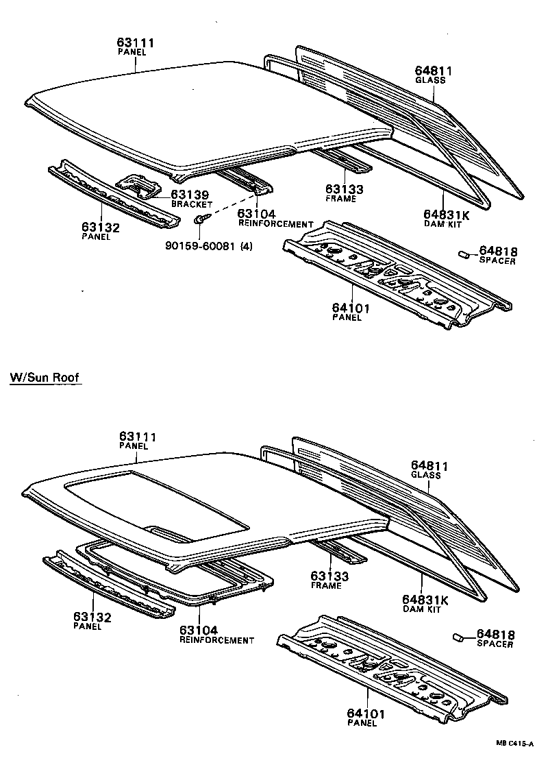  SOARER |  ROOF PANEL BACK WINDOW GLASS