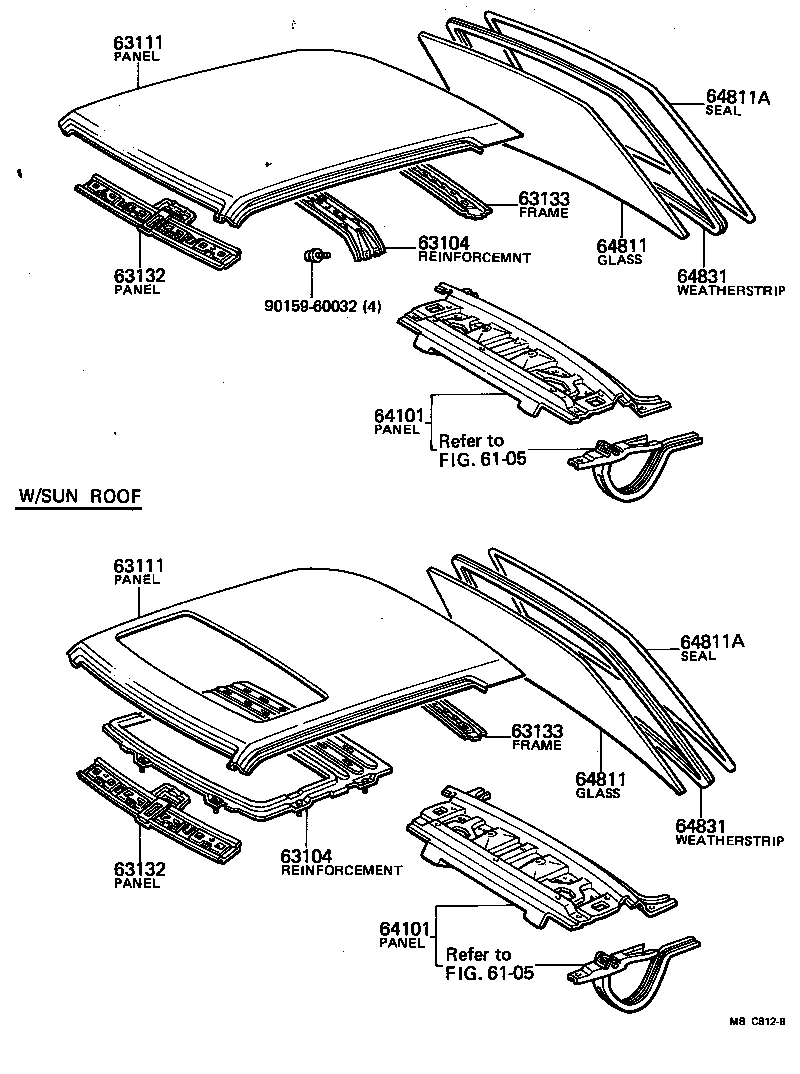  CARINA FR |  ROOF PANEL BACK WINDOW GLASS