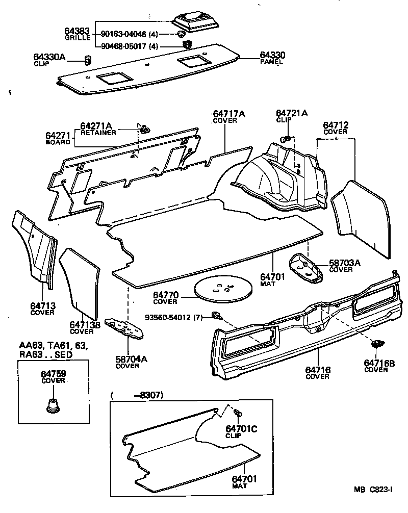  CARINA FR |  PACKAGE TRAY PANEL LUGGAGE COMPARTMENT MAT