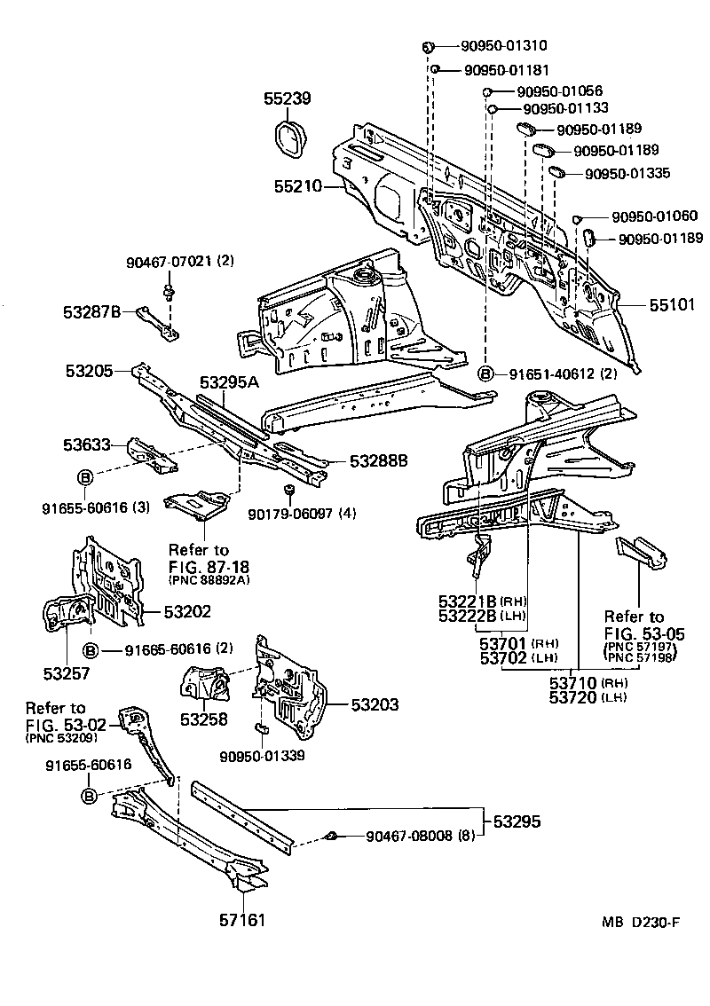  CELICA |  FRONT FENDER APRON DASH PANEL