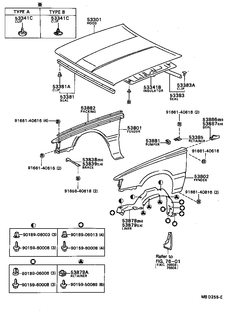  CAMRY VISTA |  HOOD FRONT FENDER