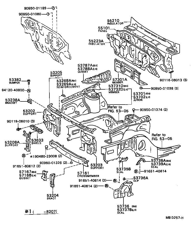  CAMRY VISTA |  FRONT FENDER APRON DASH PANEL