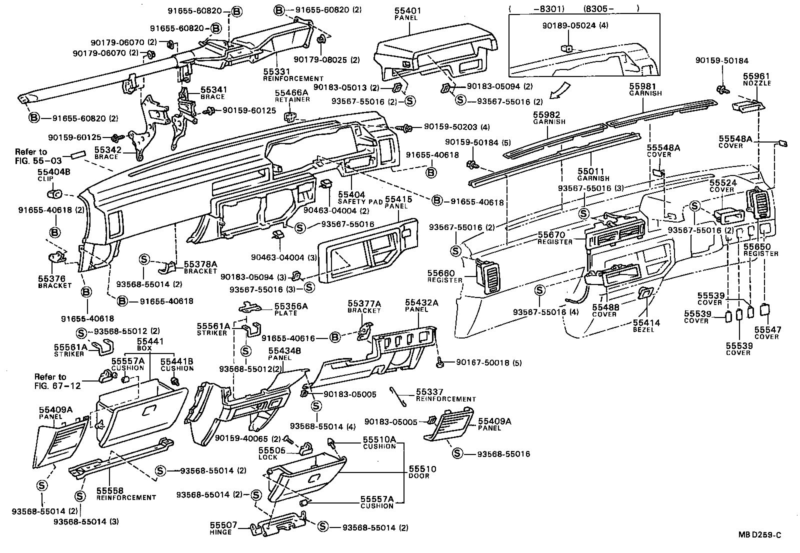 CAMRY VISTA |  INSTRUMENT PANEL GLOVE COMPARTMENT