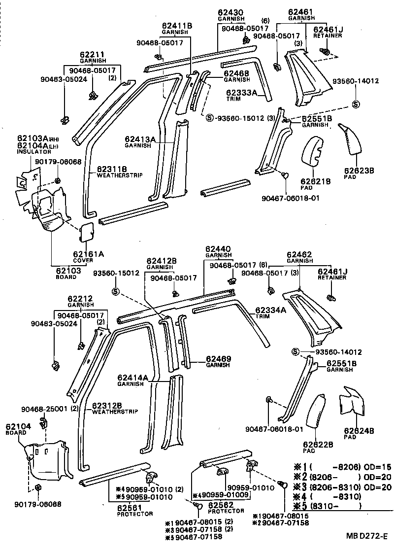  CAMRY VISTA |  INSIDE TRIM BOARD DOOR OPENING TRIM MOULDING
