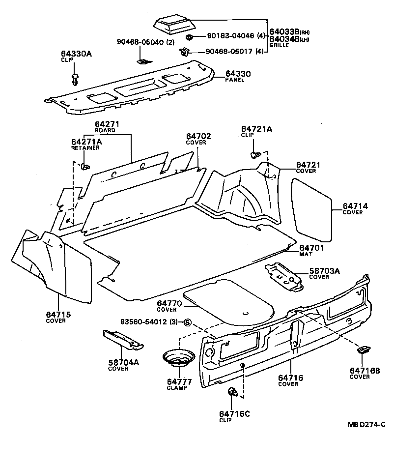  CAMRY VISTA |  PACKAGE TRAY PANEL LUGGAGE COMPARTMENT MAT