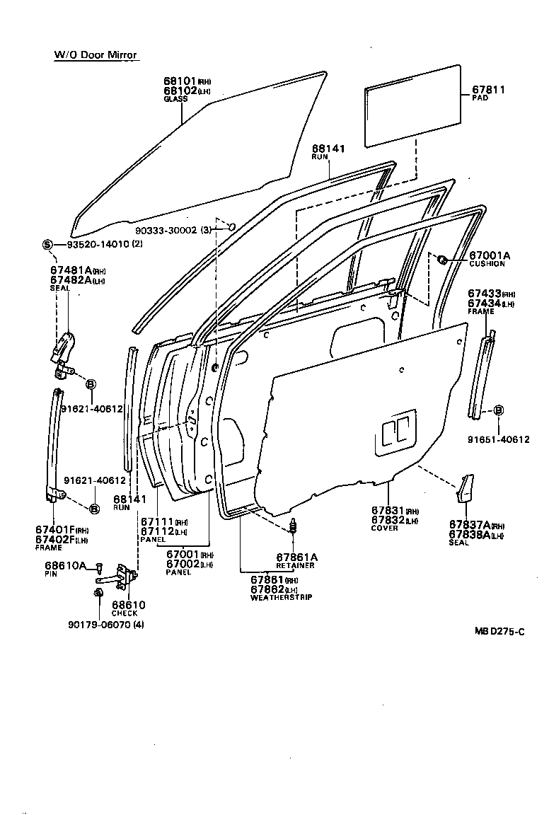 CAMRY VISTA |  FRONT DOOR PANEL GLASS