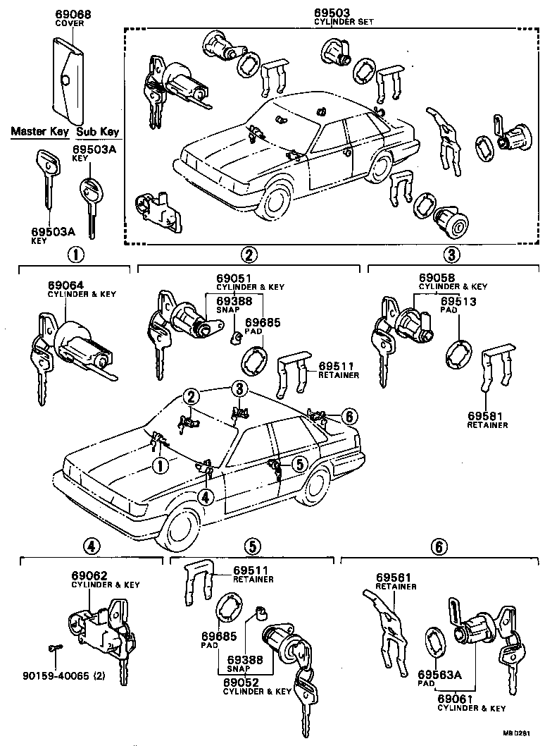  CAMRY VISTA |  LOCK CYLINDER SET