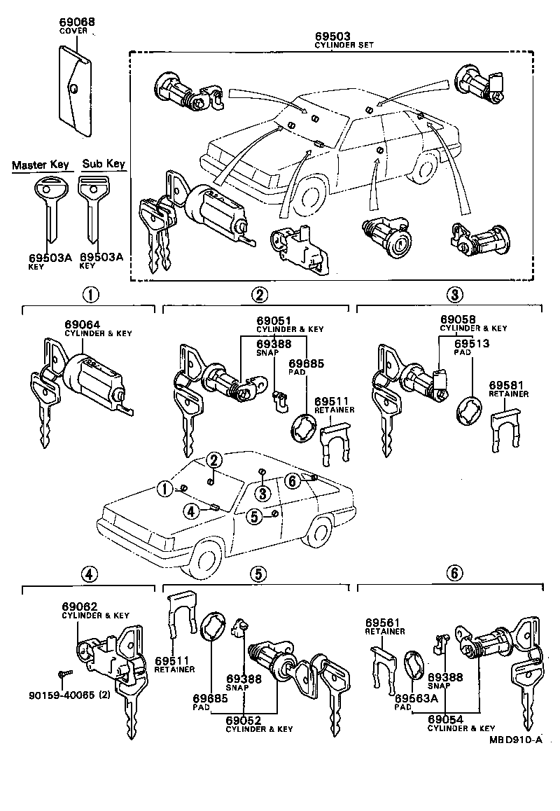  CAMRY VISTA |  LOCK CYLINDER SET