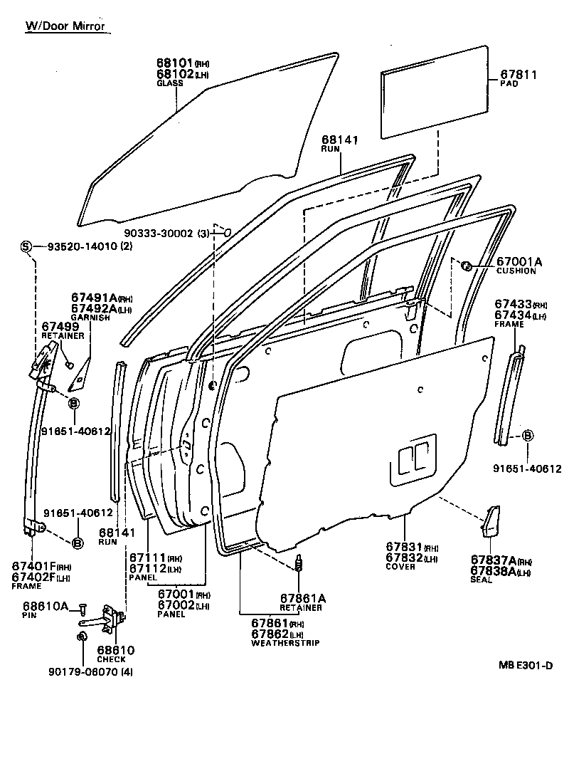  CAMRY VISTA |  FRONT DOOR PANEL GLASS