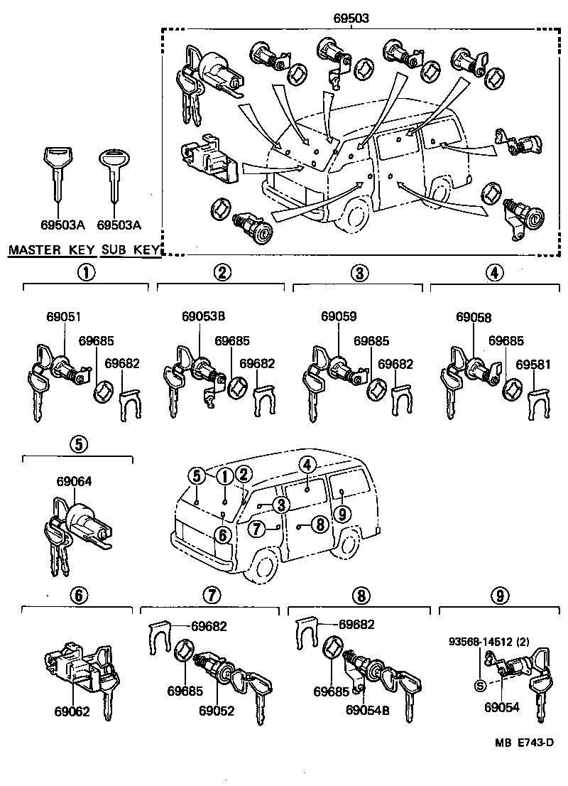  HIACE VAN WAGON |  LOCK CYLINDER SET