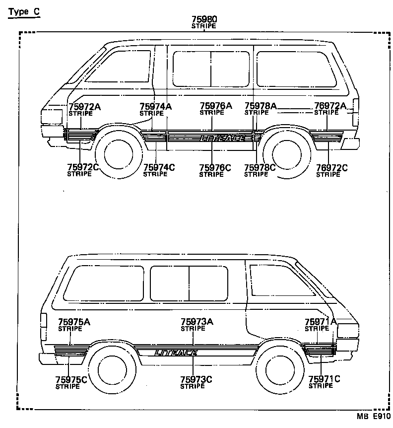  LITE TOWNACE TRUCK |  BODY STRIPE