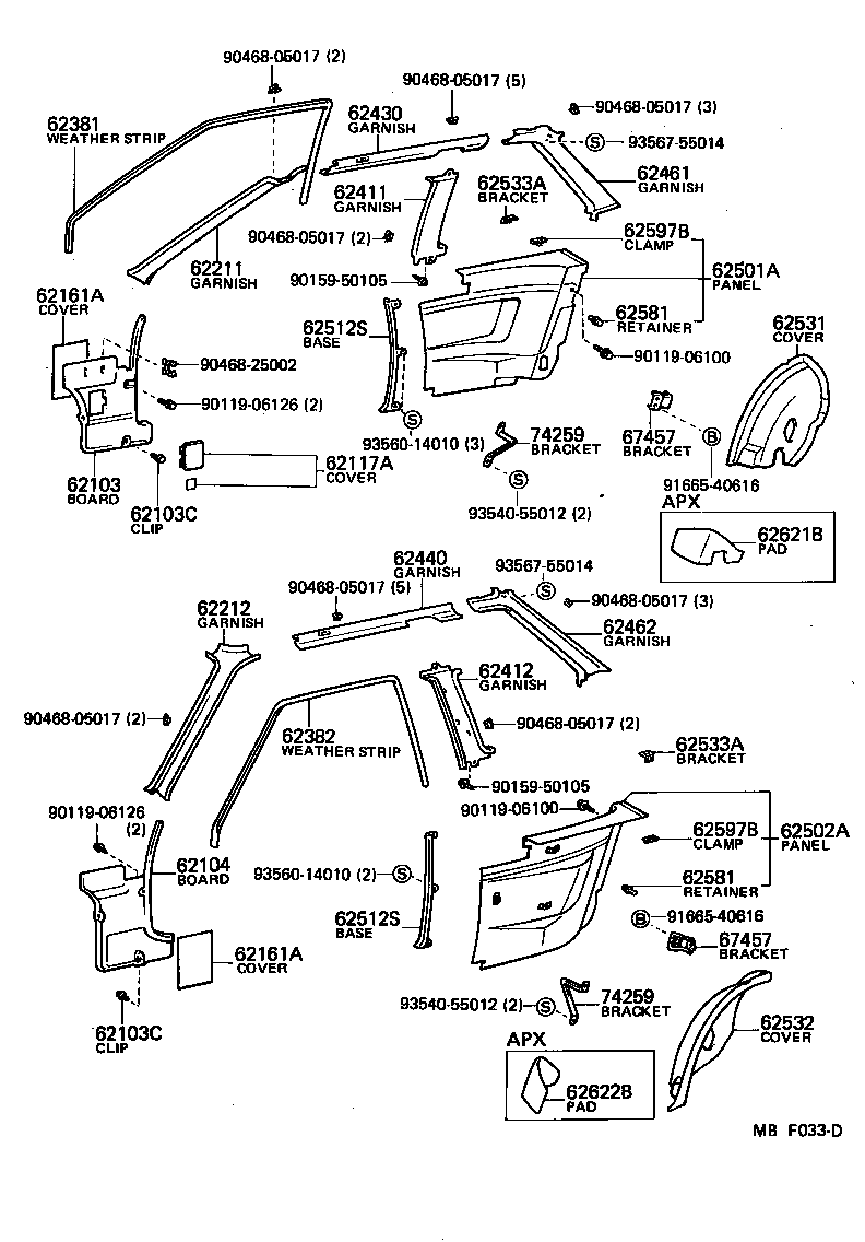  SPRINTER TRUENO |  INSIDE TRIM BOARD DOOR OPENING TRIM MOULDING