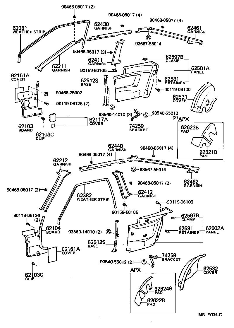  SPRINTER TRUENO |  INSIDE TRIM BOARD DOOR OPENING TRIM MOULDING