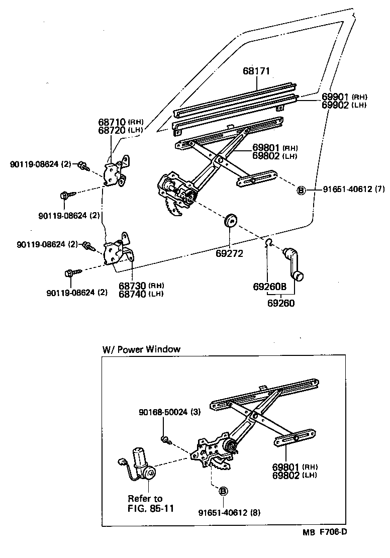  CROWN |  FRONT DOOR WINDOW REGULATOR HINGE