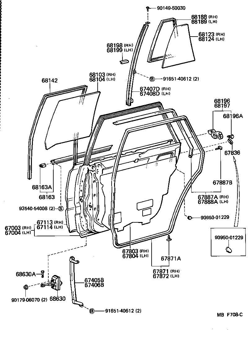  CROWN |  REAR DOOR PANEL GLASS