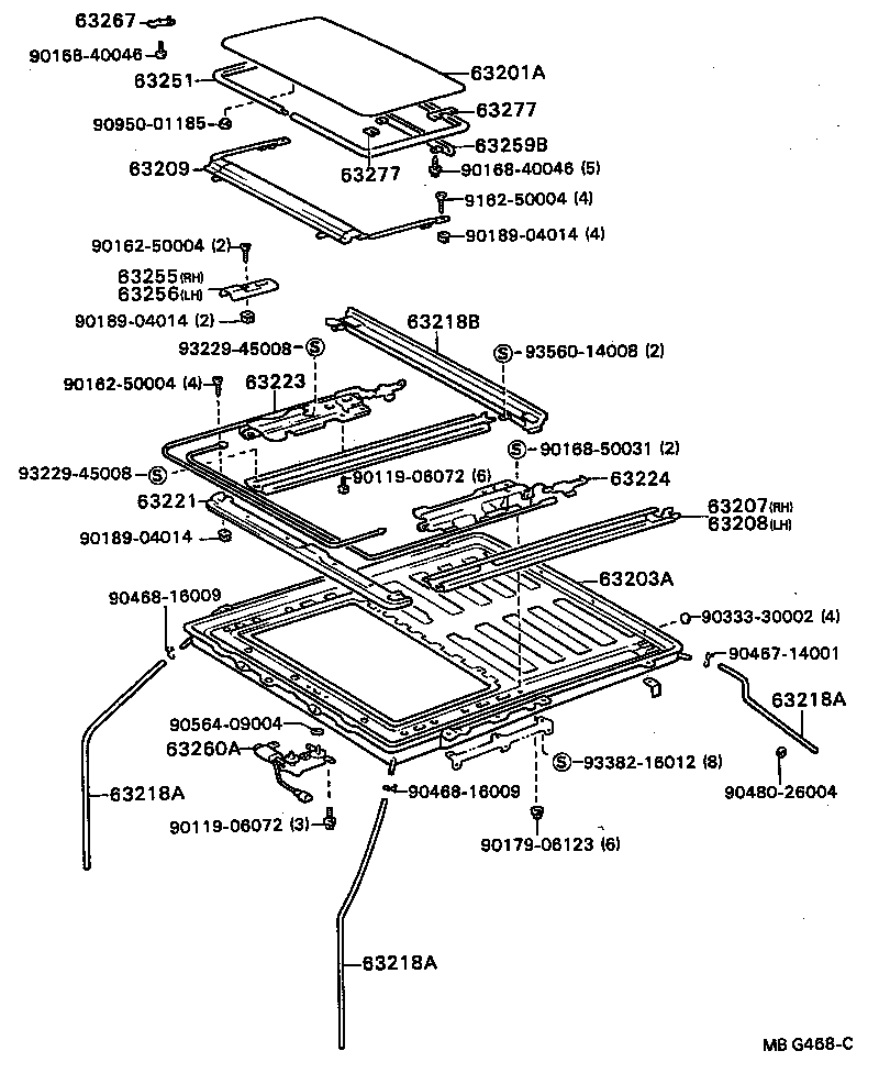 CARINA FF |  ROOF PANEL BACK WINDOW GLASS