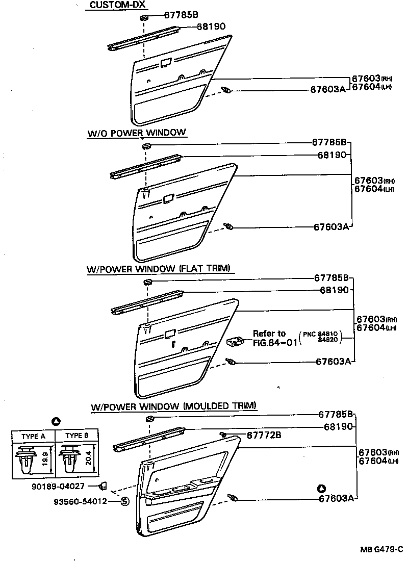  CARINA FF |  REAR DOOR PANEL GLASS