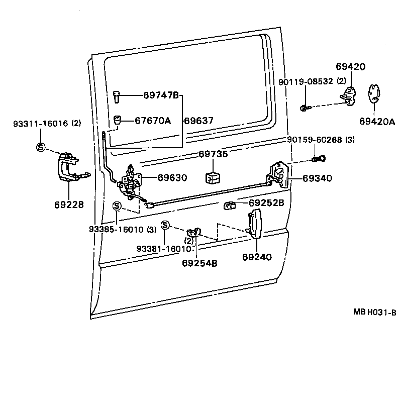  DYNA TOYOACE |  REAR DOOR LOCK HANDLE