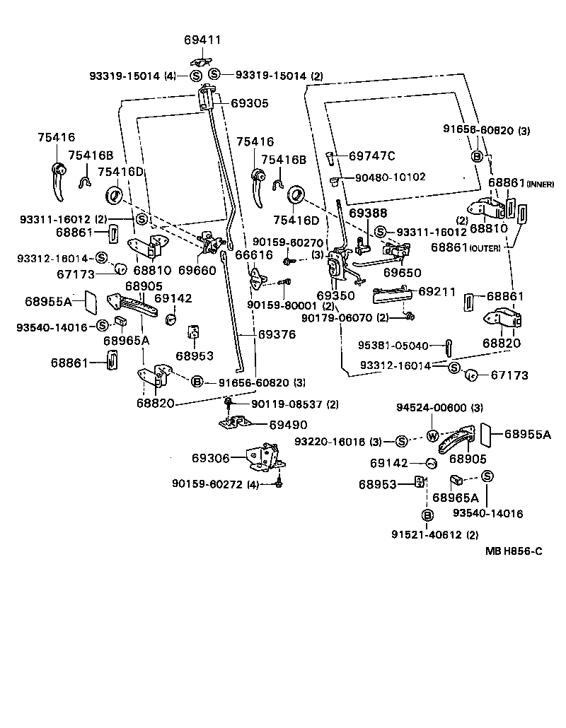  DYNA TOYOACE |  BACK DOOR LOCK HINGE